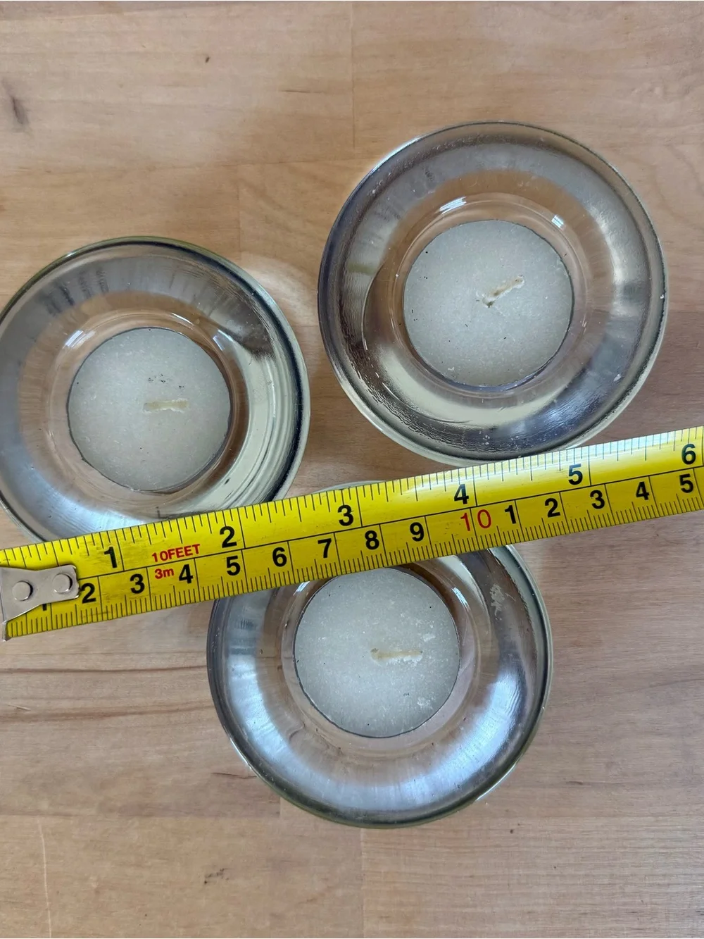 Crate & Barrel White Clear Glass Votive Candle Holders - Set of 3